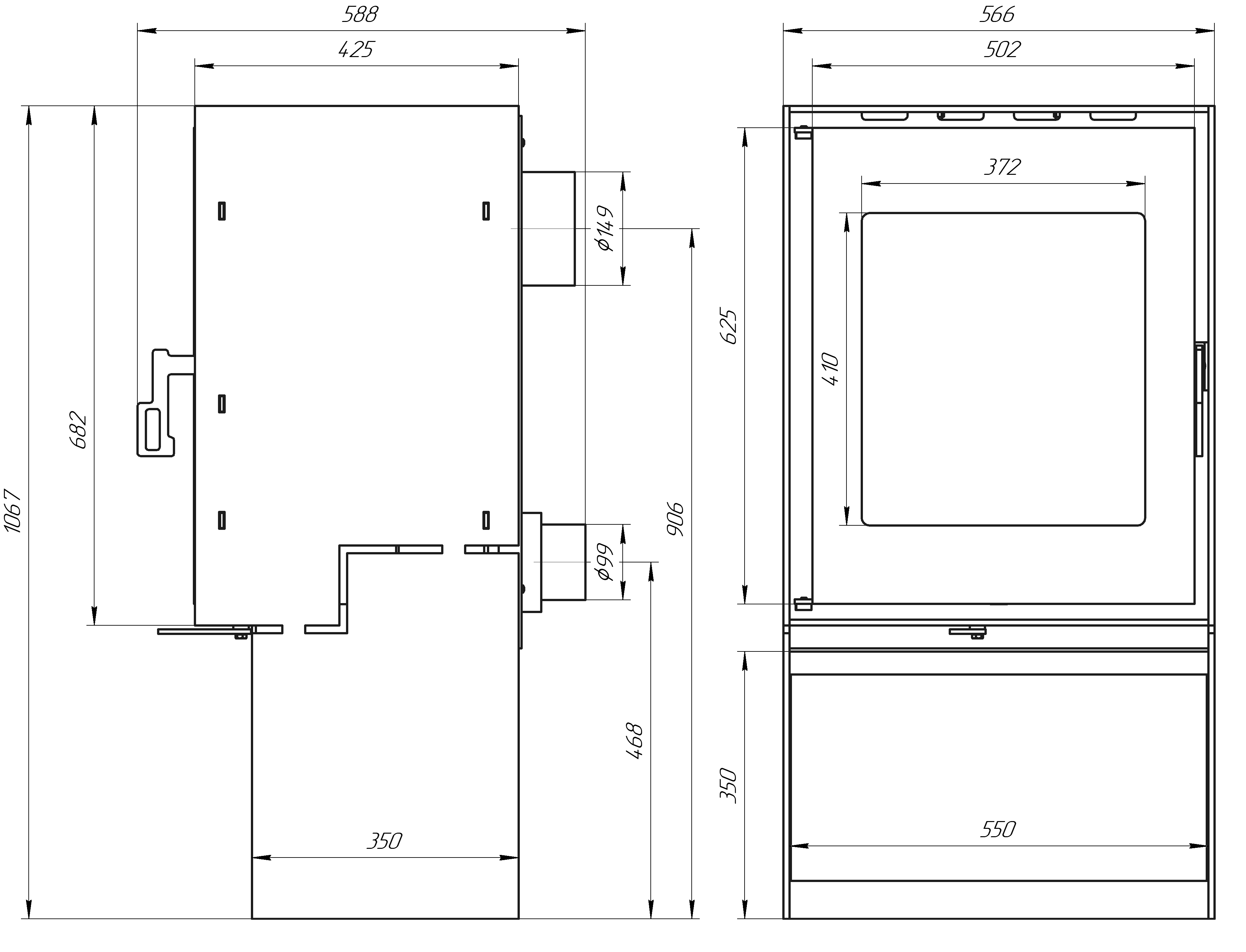 Technical specifications: BERGEN fireplace stove